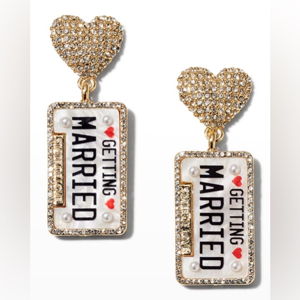 BaubleBar “Getting Married” License Plate Earrings